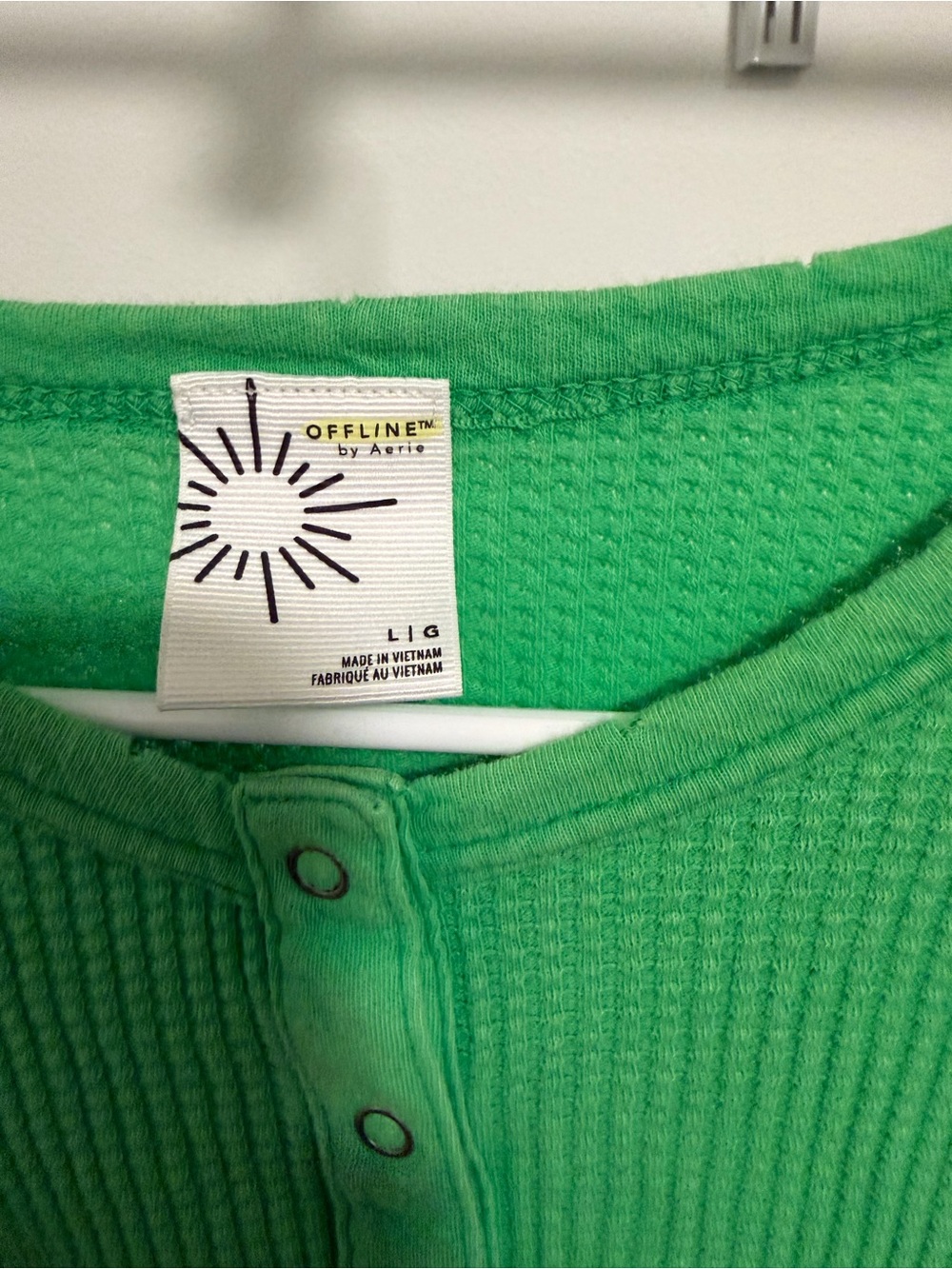 aerie Lime Green Waffle Henley - Picture 2 of 3